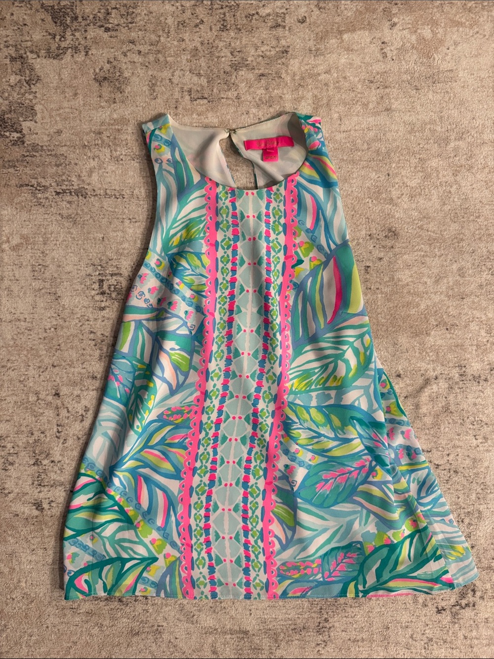 Lilly Pulitzer Girls' Tropical Shift Dress - Aqua, Pink & Lime